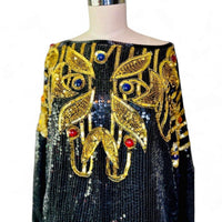 Vintage 1980s Creative Creations Beaded Rhinestone Sequin Disco Top