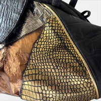 Vintage Baikal New York Metallic Snakeskin Patchwork Satchel