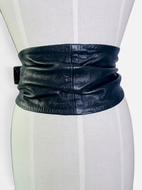 The Deco Shield | Vintage Laise Adzer Extra-Wide Leather Statement Belt