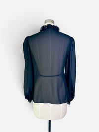 The Gilded Ruffle | Vintage 1980s St. John Black Sheer Blouse