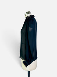 The Gilded Ruffle | Vintage 1980s St. John Black Sheer Blouse