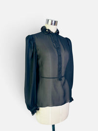 The Gilded Ruffle | Vintage 1980s St. John Black Sheer Blouse