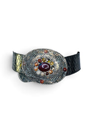 Vintage Indian Saja-Style Cabochon Statement Belt