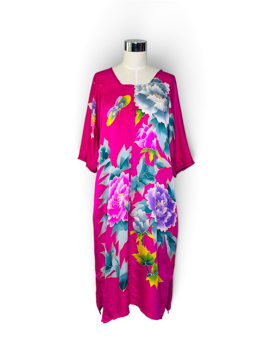 Butterfly Garden Dream | Vintage Silk Floral Caftan