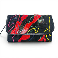 Vintage 1980s Carlos Falchi Electric Abstract Snakeskin Patchwork Bag