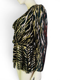 Vintage 1980s Patra Tiger Stripe Gold & Black Lamé Blouse