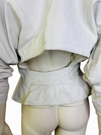 Vintage 1980s Tannery West White Leather Jacket | Dramatic Shoulder Pad Statement Piece