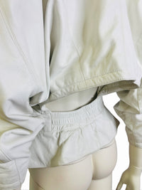 Vintage 1980s Tannery West White Leather Jacket | Dramatic Shoulder Pad Statement Piece