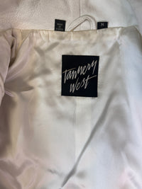 Vintage 1980s Tannery West White Leather Jacket | Dramatic Shoulder Pad Statement Piece