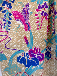 Vintage Ellen Tracy 100% Silk Midi Skirt | Exotic Bird & Peony Garden Print