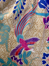 Vintage Ellen Tracy 100% Silk Midi Skirt | Exotic Bird & Peony Garden Print