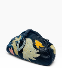 Too Glam to Blend In | Vintage 80s Rhinestone Statement Patchwork Leather Bag