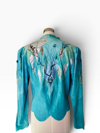 Natasa Leder Wearable Art Suede Butterfly Jacket | Beaded & Metallic Appliqué