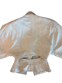 Vintage 1980s Tannery West White Leather Jacket | Dramatic Shoulder Pad Statement Piece