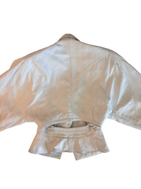 Vintage 1980s Tannery West White Leather Jacket | Dramatic Shoulder Pad Statement Piece