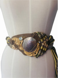 Earthbound Treasure | 1980s Manett Artisanal Mixed Media Leather Statement Belt