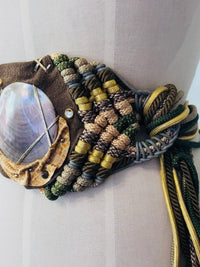 Earthbound Treasure | 1980s Manett Artisanal Mixed Media Leather Statement Belt