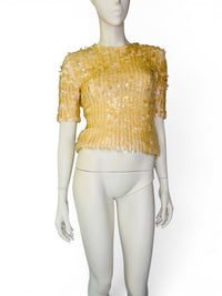Vintage 1960s Peach Aurora Borealis Statement Sequin Sweater