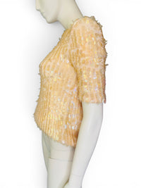 Vintage 1960s Peach Aurora Borealis Statement Sequin Sweater