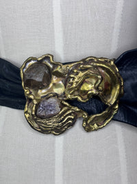 The Alchemist | 70s Vintage Brutalist Bronze & Crystal Statement Belt