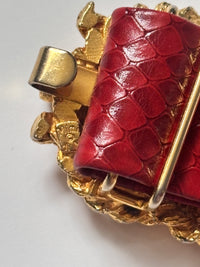 Vintage Mimi di N Red Python Belt with Sculptural Gold-Tone Rope Buckle