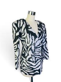 The Zebra After Dark | Vintage French Collizioni Black and White Sequin Blazer
