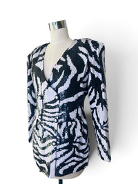The Zebra After Dark | Vintage French Collizioni Black and White Sequin Blazer