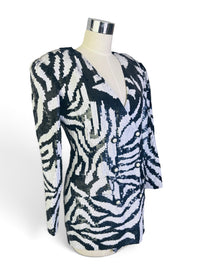 The Zebra After Dark | Vintage French Collizioni Black and White Sequin Blazer