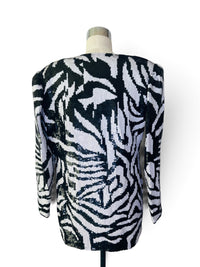 The Zebra After Dark | Vintage French Collizioni Black and White Sequin Blazer
