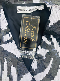 The Zebra After Dark | Vintage French Collizioni Black and White Sequin Blazer