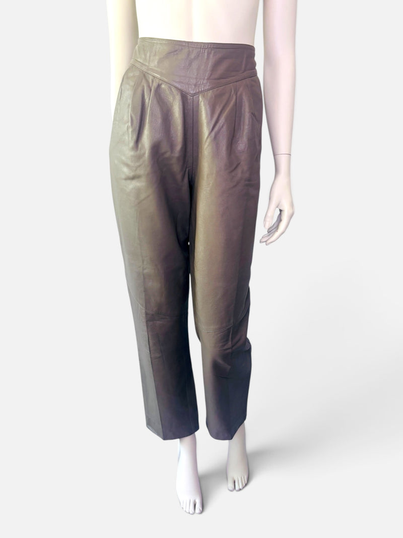 Roman Smoke | Vintage VIROEL Italian Pleated Leather Trousers