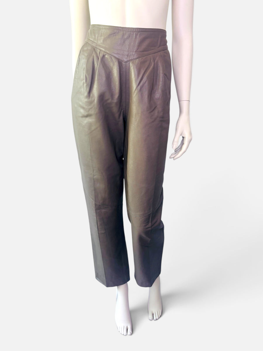 Roman Smoke | Vintage VIROEL Italian Pleated Leather Trousers
