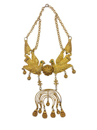 Lovebirds of the Golden Temple I Cadoro Etruscan Lovebirds Bib Necklace