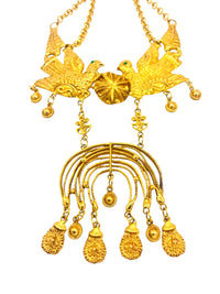 Lovebirds of the Golden Temple I Cadoro Etruscan Lovebirds Bib Necklace
