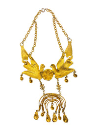 Lovebirds of the Golden Temple I Cadoro Etruscan Lovebirds Bib Necklace