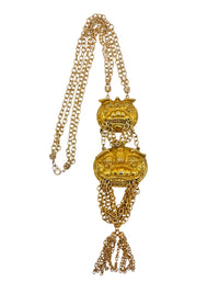 Vintage Unsigned Judith Leiber Foo Dog Guardian of the Temple Tassel Necklace