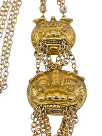 Vintage Unsigned Judith Leiber Foo Dog Guardian of the Temple Tassel Necklace