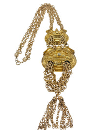 Vintage Unsigned Judith Leiber Foo Dog Guardian of the Temple Tassel Necklace