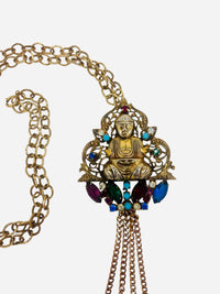 Temple of Jewels Buddha Necklace I Vintage 60s Rhinestone Buddha Statement Necklace