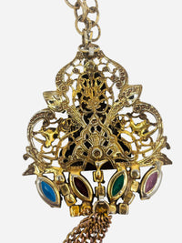 Temple of Jewels Buddha Necklace I Vintage 60s Rhinestone Buddha Statement Necklace