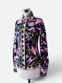 Butterfly Garden | 1970s Vintage Emilio Pucci Signed Silk Blouse