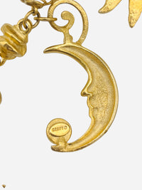 Vintage 80s Matte Gold Sun, Moon & Stars: Signed Craft Celestial Charm Necklace