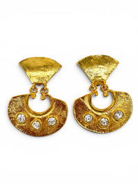 Golden Oracle | Vintage Etruscan Byzantine Revival Crystal Runway Statement Clip-On Earrings