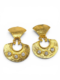 Golden Oracle | Vintage Etruscan Byzantine Revival Crystal Runway Statement Clip-On Earrings