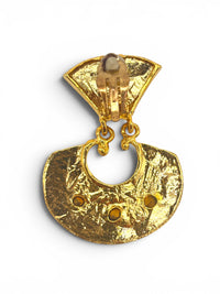 Golden Oracle | Vintage Etruscan Byzantine Revival Crystal Runway Statement Clip-On Earrings