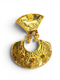 Golden Oracle | Vintage Etruscan Byzantine Revival Crystal Runway Statement Clip-On Earrings