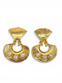 Golden Oracle | Vintage Etruscan Byzantine Revival Crystal Runway Statement Clip-On Earrings