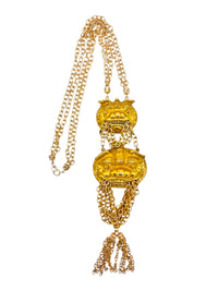 Vintage Unsigned Judith Leiber Foo Dog Guardian of the Temple Tassel Necklace