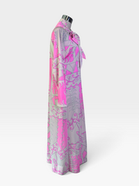 1960s Travel-Lite Eduardo Print Hostess Gown / Loungewear Maxi