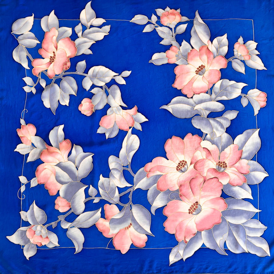 70s Floral Blossom 100% Silk Scarf